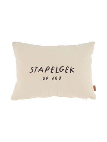 Zusss Zusss | Kussen corduroy stapelgek 35x25cm zand/antracietgrijs