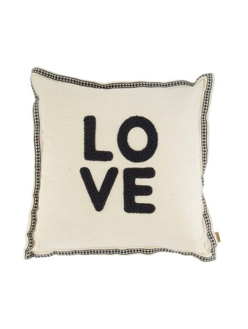 Zusss Zusss | Kussen love 45x45cm zand/antracietgrijs