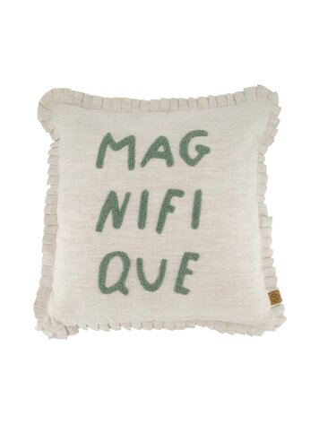 Zusss Zusss | Kussen ruffle magnifique 45x45cm peper en zout/grijsblauw