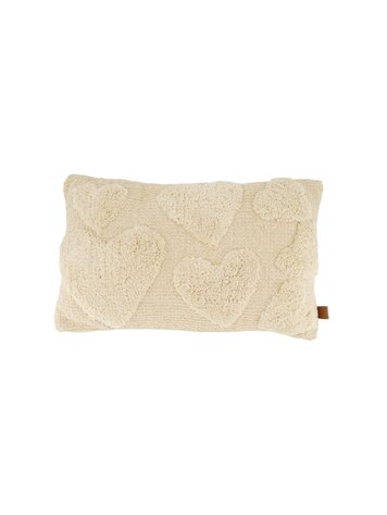 Zusss Zusss | Kussen hartjes 30x50cm ecru