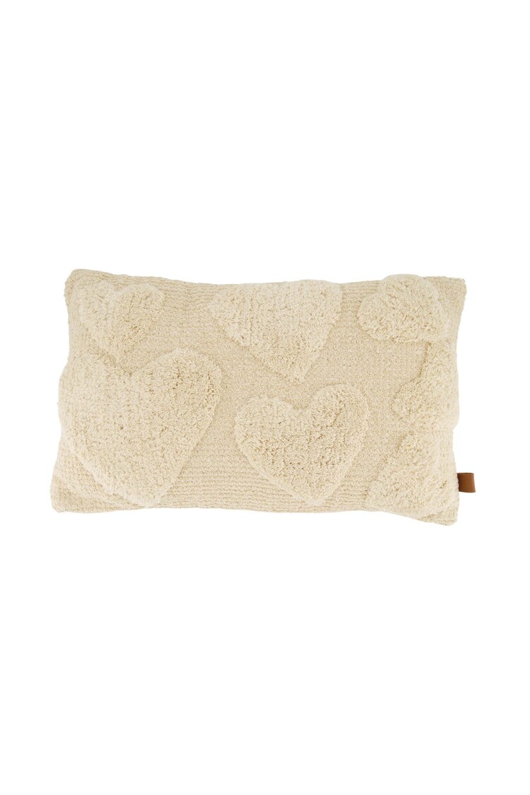 Zusss Zusss | Kussen hartjes 30x50cm ecru