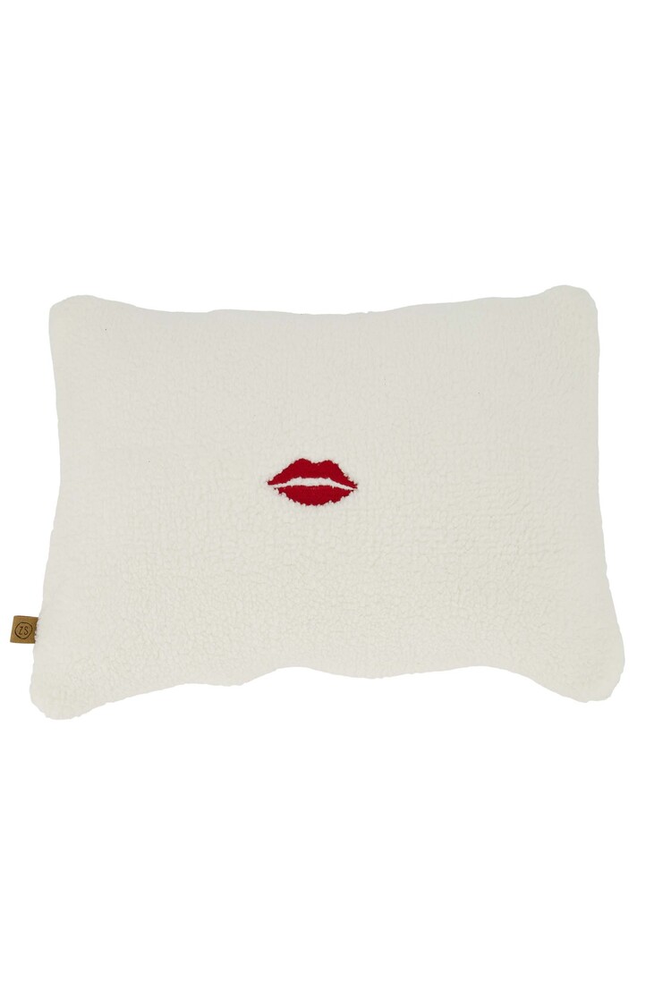 Zusss Zusss | Kussen teddy mon cheri 35x25cm wit/rood