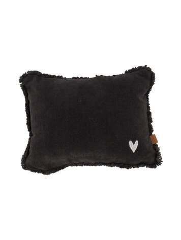 Zusss Zusss | Kussen velvet zilver hartje 35x25cm antracietgrijs