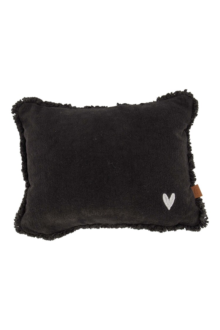 Zusss Zusss | Kussen velvet zilver hartje 35x25cm antracietgrijs