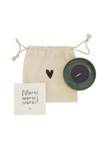 Zusss Zusss | Waxinelichthouder metaal in zakje grijsblauw