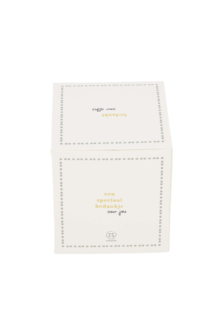 Zusss Zusss | Geurkaars keramiek in doosje bedankt wit/grijsblauw