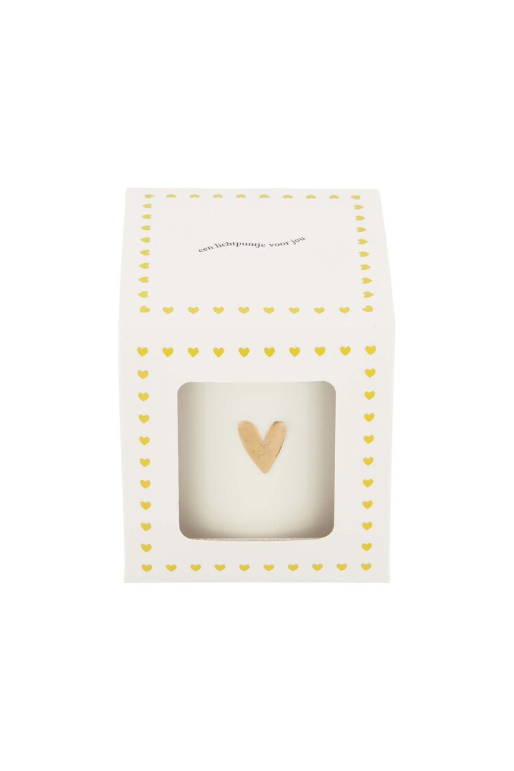 Zusss Zusss | Geurkaars keramiek in doosje een lichtpuntje hart wit/goud