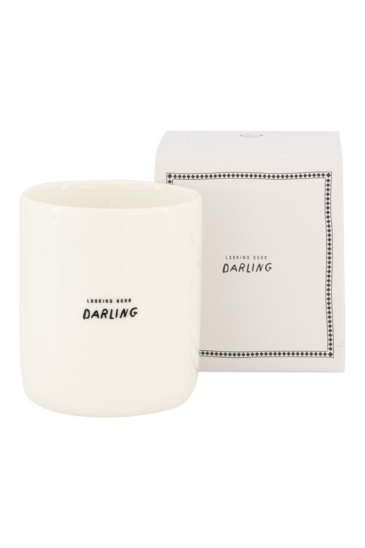 Zusss Zusss | Geurkaars keramiek in doosje darling wit/antracietgrijs