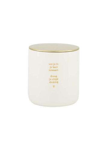Zusss Zusss | Geurkaars keramiek in je hart wit/goud