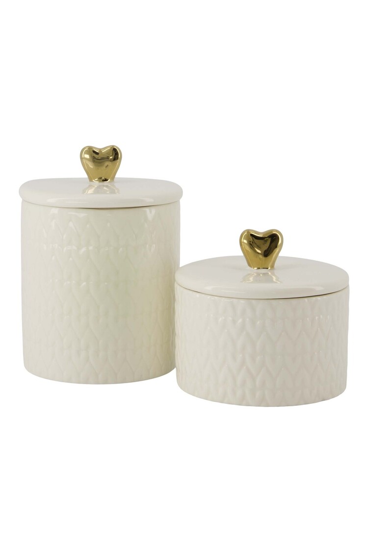 Zusss Zusss | Geurkaars keramiek met deksel hartje S wit/goud