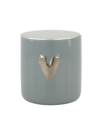 Zusss Zusss | Geurkaars keramiek zilver hartje grijsblauw