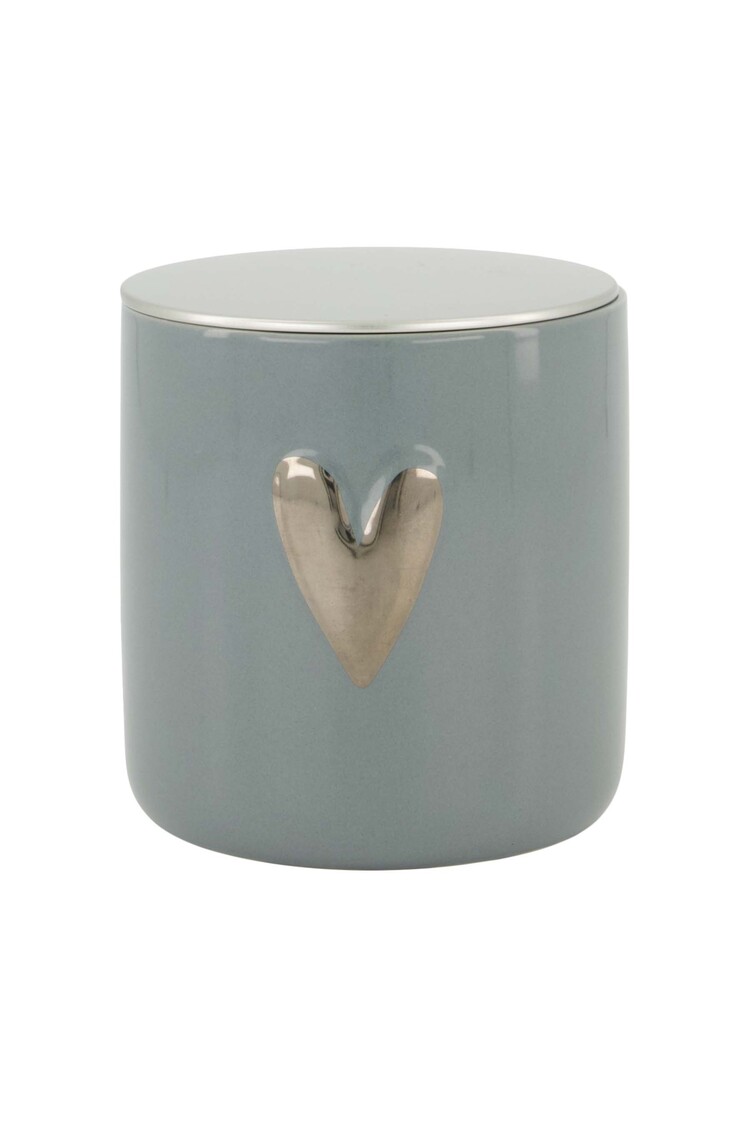 Zusss Zusss | Geurkaars keramiek zilver hartje grijsblauw