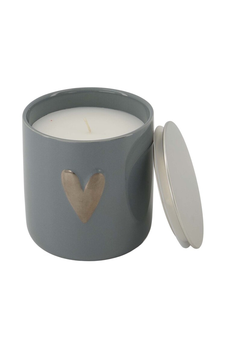 Zusss Zusss | Geurkaars keramiek zilver hartje grijsblauw