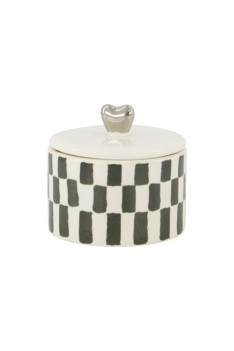 Zusss Zusss | Geurkaars keramiek met deksel zilver hartje grijsblauw