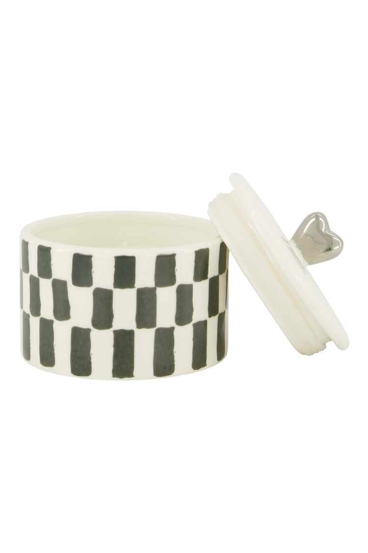 Zusss Zusss | Geurkaars keramiek met deksel zilver hartje grijsblauw