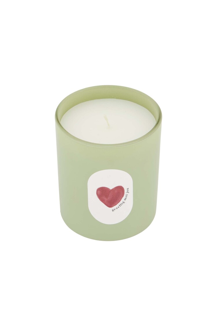 Zusss Zusss | Geurkaars glas hartje grijsgroen