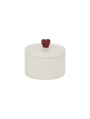 Zusss Zusss | Bewaarpot keramiek hartje wit/rood