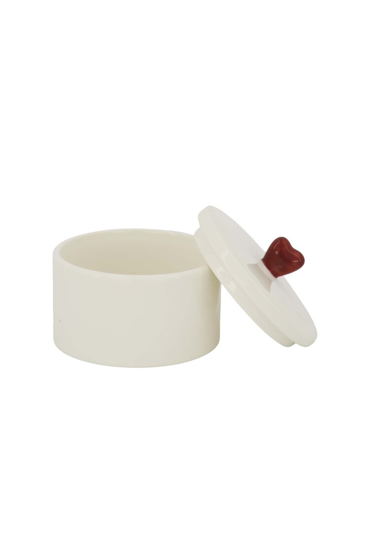 Zusss Zusss | Bewaarpot keramiek hartje wit/rood