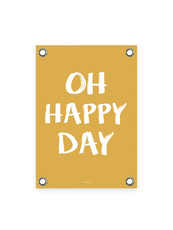 Villa Madelief VM | Tuinposter happy day geel wit