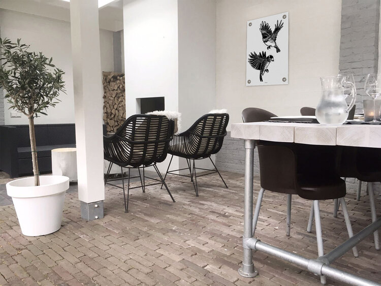 Villa Madelief VM | Tuinposter vogels zwart wit