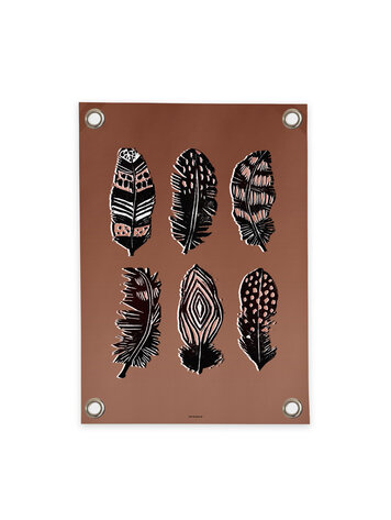 Villa Madelief VM | Tuinposter veertjes bruin