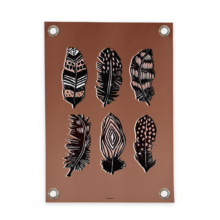 Villa Madelief VM | Tuinposter veertjes bruin