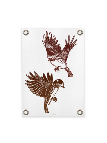 Villa Madelief VM | Tuinposter Vogels wit bruin