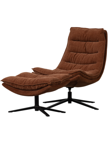 WOOOD Woood | Draaifauteuil Kube met hocker bruin