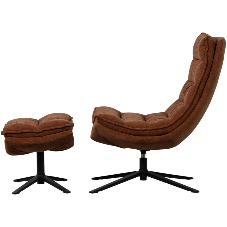 WOOOD Woood | Draaifauteuil Kube met hocker bruin