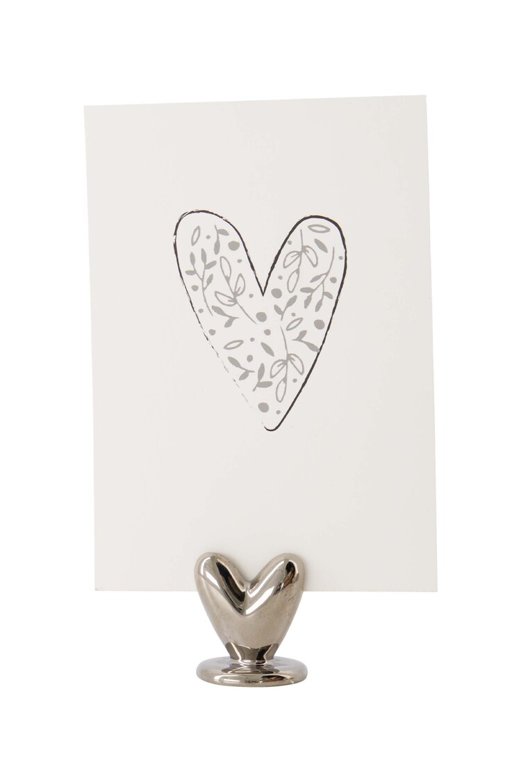 Zusss Zusss | Kaartenstandaard keramiek hartje zilver