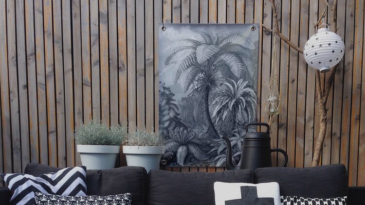 Villa Madelief VM | Tuinposter Jungle zwart wit