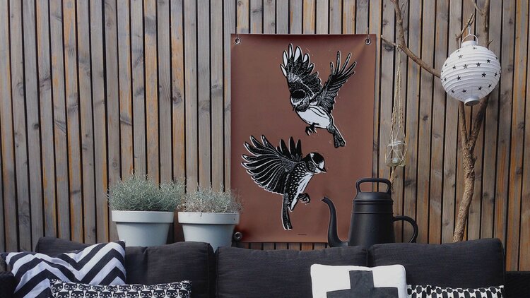 Villa Madelief VM | Tuinposter Vogels bruin