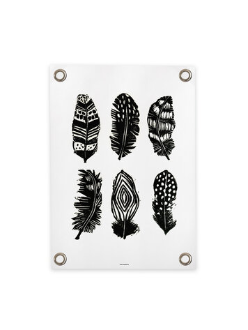 Villa Madelief VM | Tuinposter Veertjes zwart wit