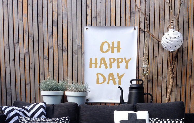 Villa Madelief VM | Tuin poster wit geel happy day
