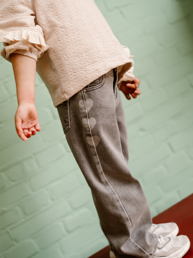 Daily7 Daily7 | Jeans wide hartjes denim grey
