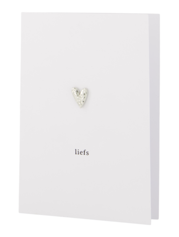 Zusss Zusss | Wenskaart liefs hartje zilver broche wit