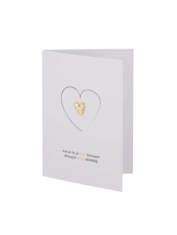 Zusss Zusss | Wenskaart hartje in je hart goud broche wit