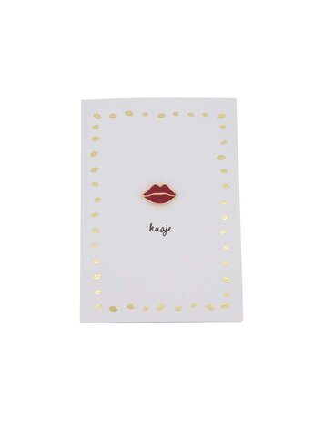 Zusss Zusss | Wenskaart kusje rood broche wit