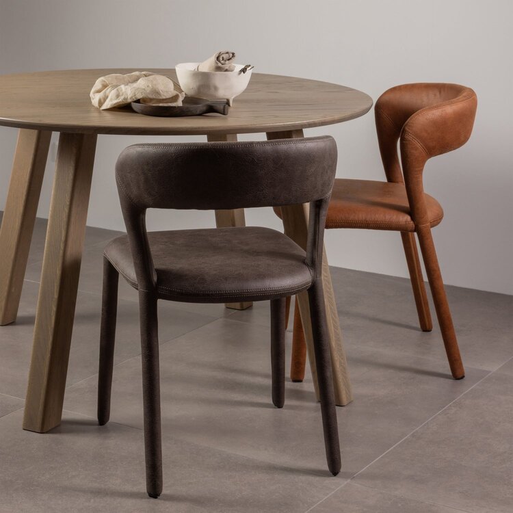 WOOOD Woood | Eetkamerstoel Noble leerlook zwart/grijs