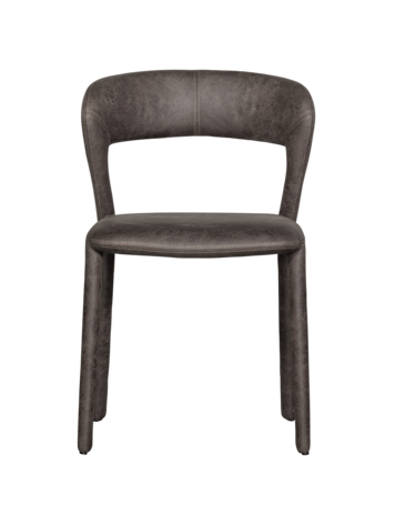 WOOOD Woood | Eetkamerstoel Noble leerlook zwart/grijs