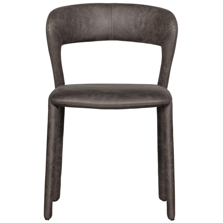 WOOOD Woood | Eetkamerstoel Noble leerlook zwart/grijs