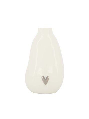 Zusss Zusss | Vaas keramiek hartje wit/zilver