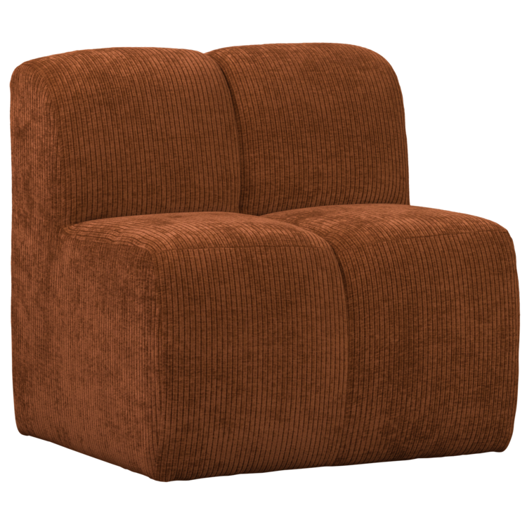 WOOOD MOJO EETBANKJE 84 CM MET RUGLEUNING RIBSTOF ROESTBRUIN