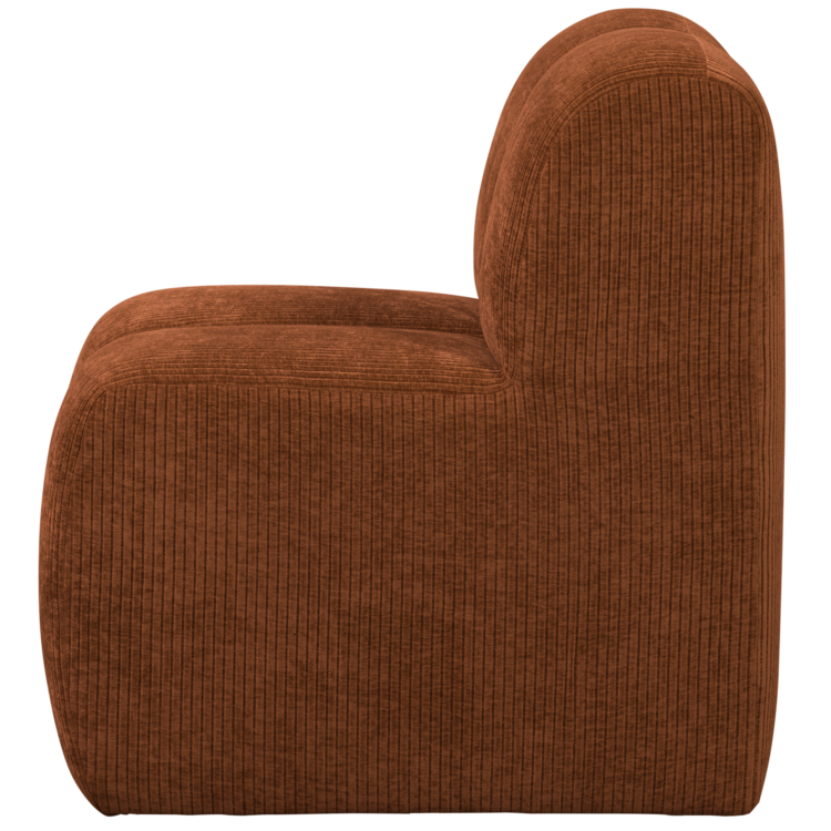 WOOOD MOJO EETBANKJE 84 CM MET RUGLEUNING RIBSTOF ROESTBRUIN