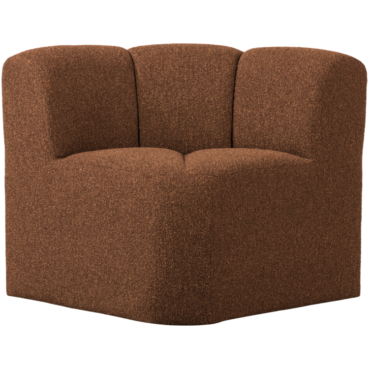 WOOOD Woood | (Eetkamer)bankje Mojo hoek met rugleuning boucle roestbruin