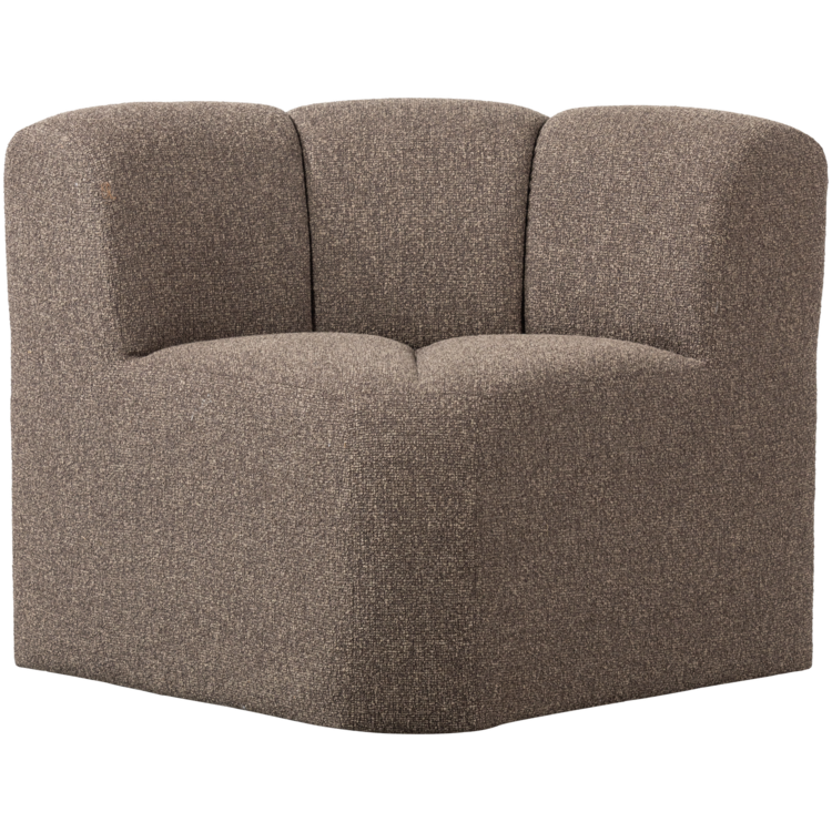 WOOOD Woood | (Eetkamer)bankje Mojo hoek met rugleuning boucle bruin