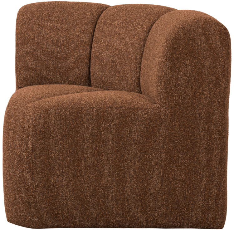 WOOOD Woood | (Eetkamer)bankje Mojo hoek met rugleuning boucle roestbruin