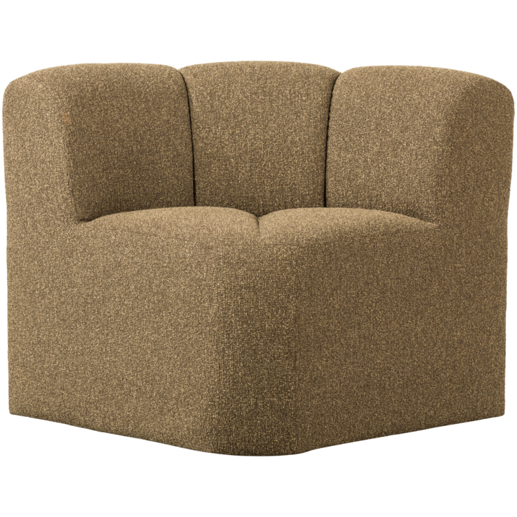 WOOOD Woood | Eetbankje Mojo hoek met rugleuning boucle geel/bruin