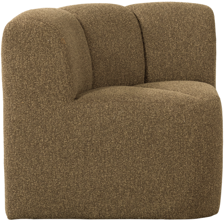 WOOOD Woood | Eetbankje Mojo hoek met rugleuning boucle geel/bruin