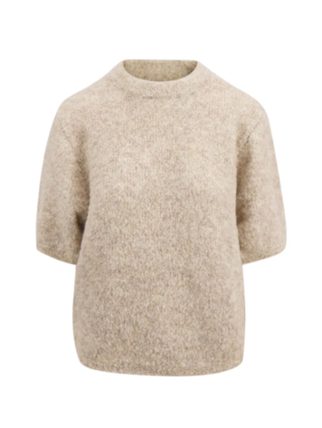 Zusss Zusss | Boucle trui met ronde hals beige